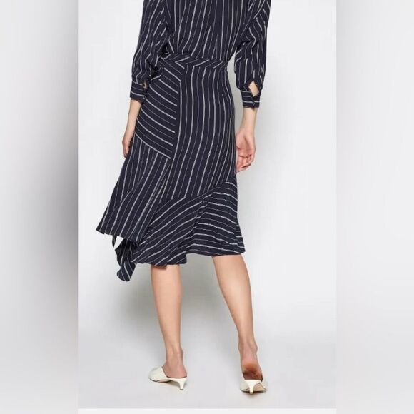 NWT JOIE Womens Stripe LUNDYN Midnight Skirt Career Flowy Navy Sz 2 - Picture 6 of 10